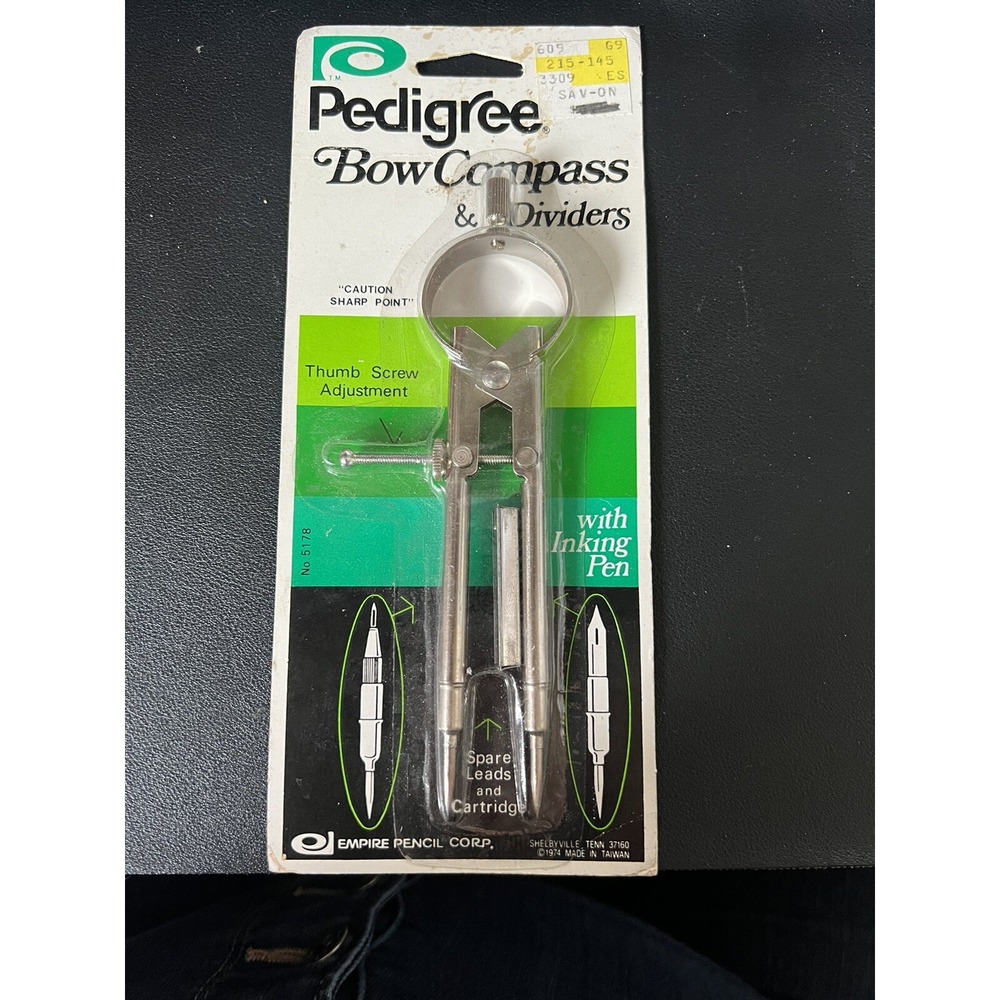 New Empire Pedigree Bow Compass & Dividers screw adjustment With Inking pen